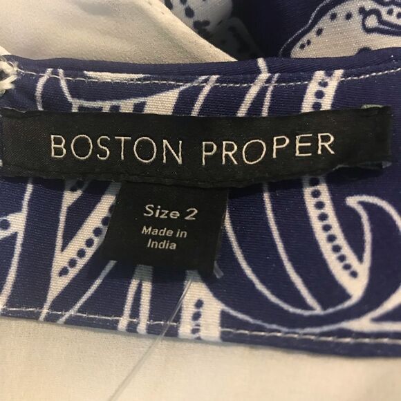 Boston Proper Blue & White Floral Sheath Dress Women Size 2 Beaded Neckline NWT - Picture 10 of 12